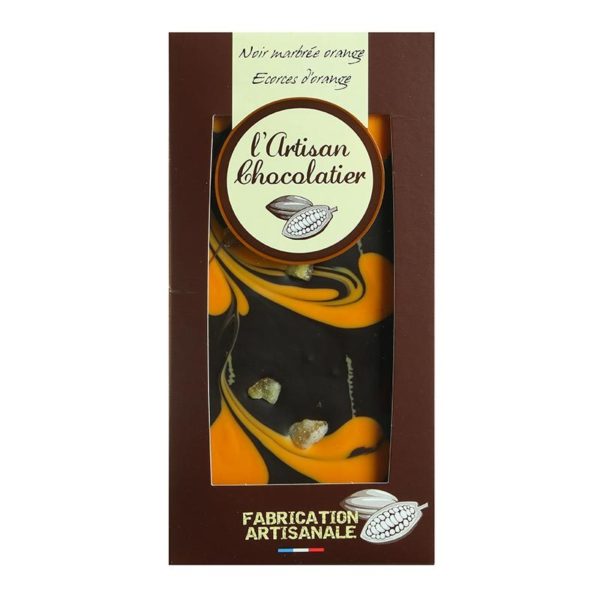Tablette de chocolat Noir Marbrée Orange Écorces d'Orange L'Artisan Chocolatier Les Mini Chefs