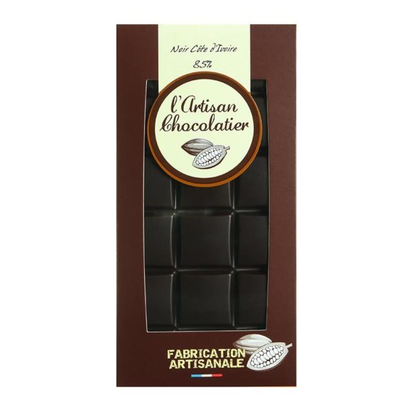 Tablette de chocolat Noir Côte d'Ivoire 85% L'Artisan Chocolatier Les Mini Chefs