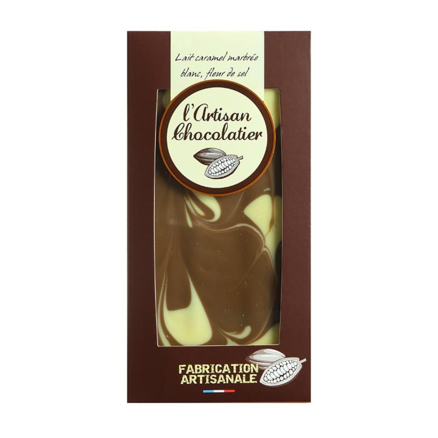 Tablette de chocolat au Lait Caramel Marbrée Blanc Fleur de Sel L'Artisan Chocolatier Les Mini Chefs